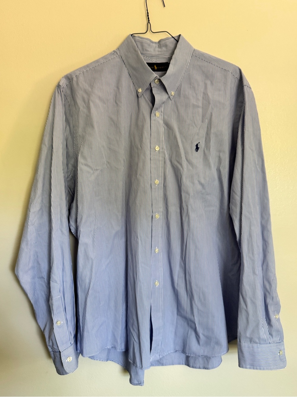 POLO RALPH LAUREN Men's Blue/White Striped Oxford Shirt Classic Fit Cotton - XXL
